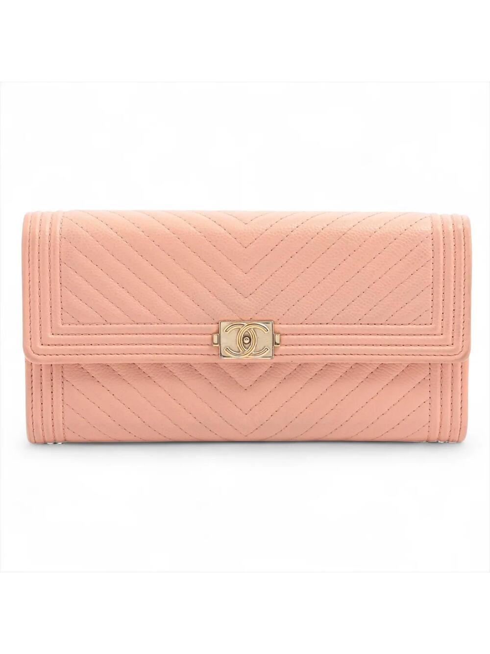 Chanel Boy Caviar Skin Long Wallet Pink #284585C56B